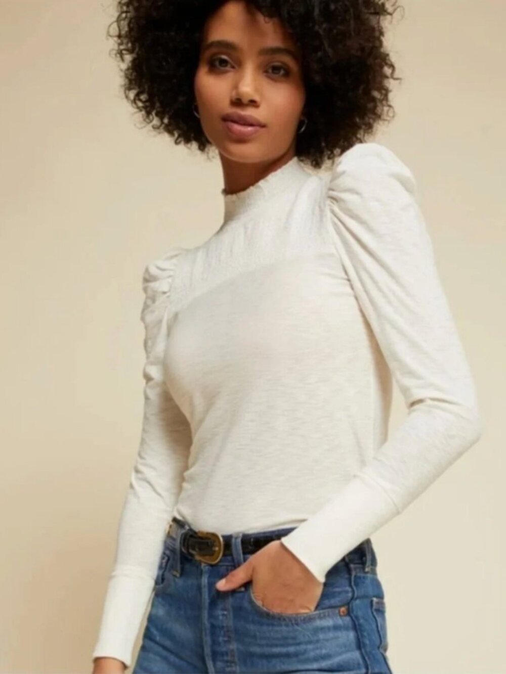 Nation LTD Zahara Femme Mock Neck Long Sleeve Top